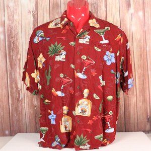 Vintage 90s Big Dogs Mens XL Hawaiian Camp Shirt Tequila Margaritas Cactus